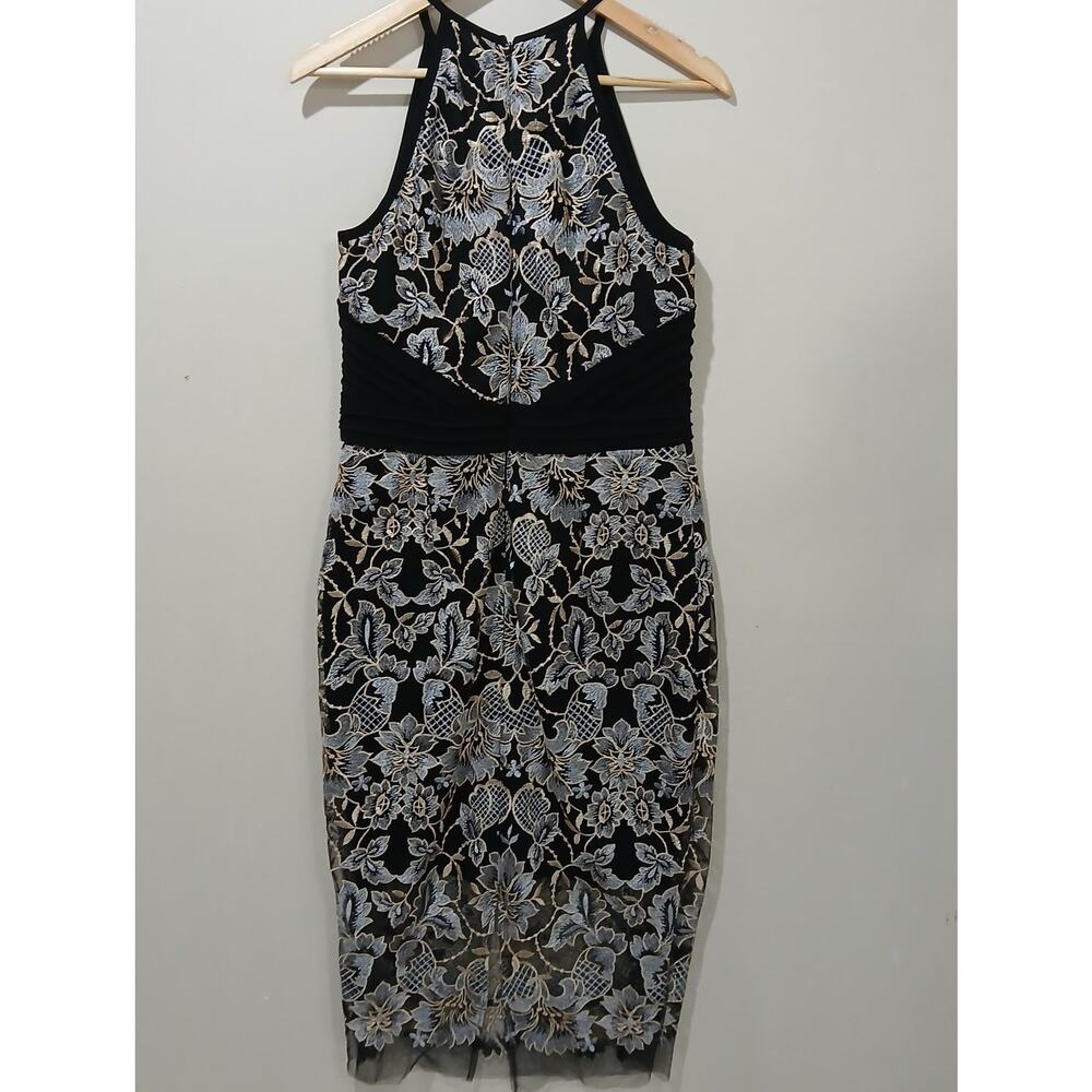 Xscape Dress Womens Medium Floral Embroidered Mesh Overlay Cocktail Party Formal - Picture 12 of 12